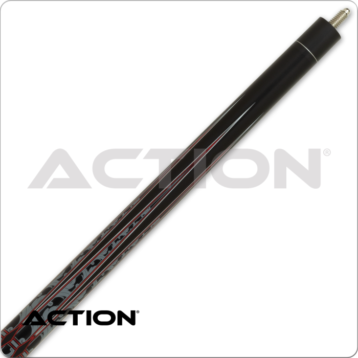 Action ACT168 Garage Series Pool Cue – Matte Black, Skull & Lightning Graphics,