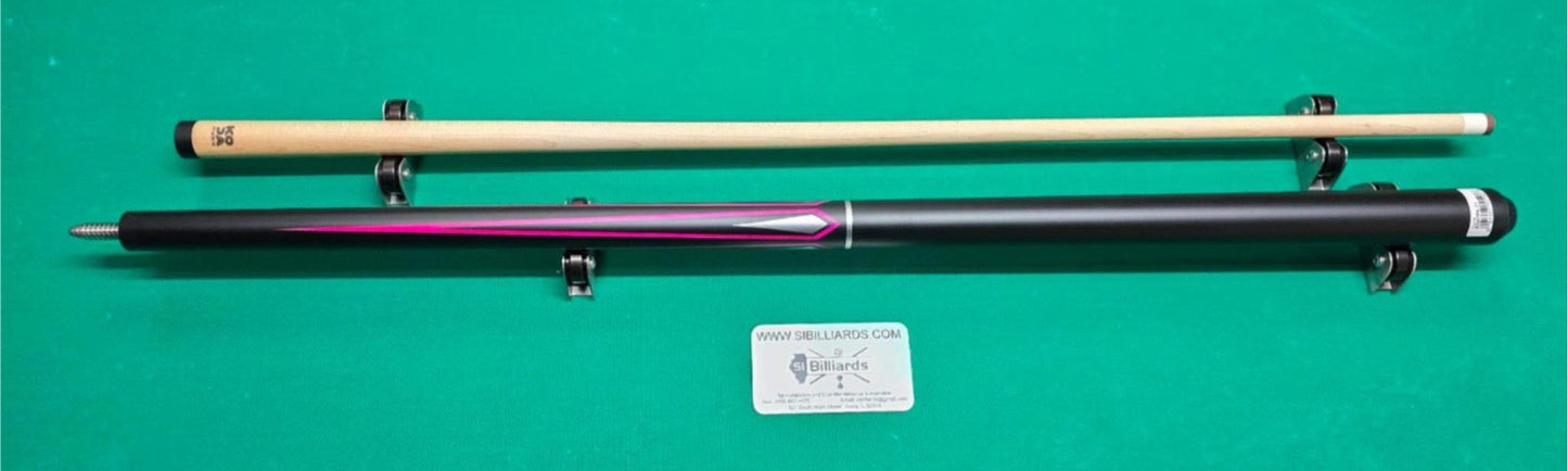 KODA KD47 Pool Cue – Matte Black Pink/Silver Graphics 3/8x10 Maple Shaft 21oz