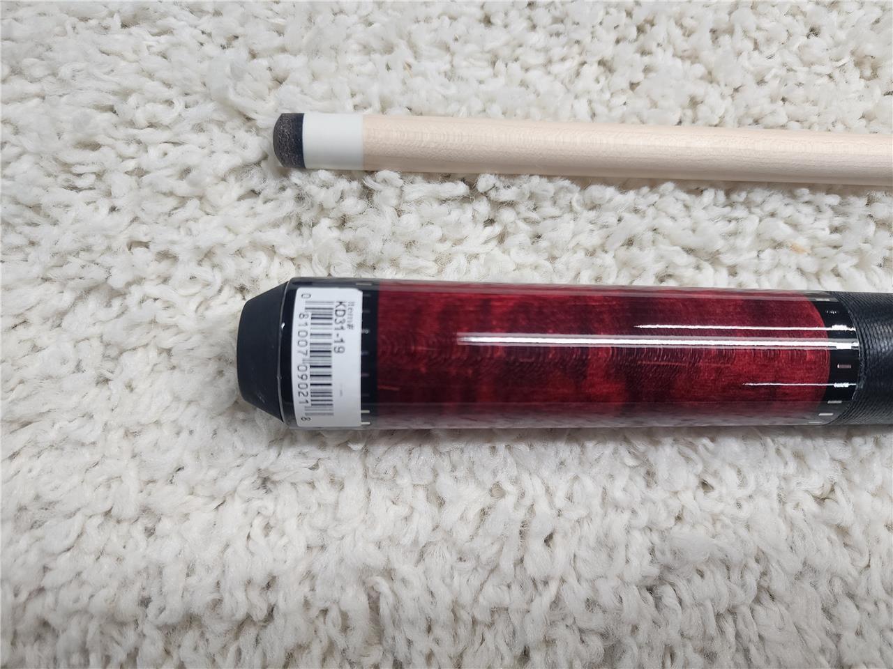 KODA POOL CUE KD31 Red Stained Real Curly Maple Forearm, Irish Linen & Maple Sha