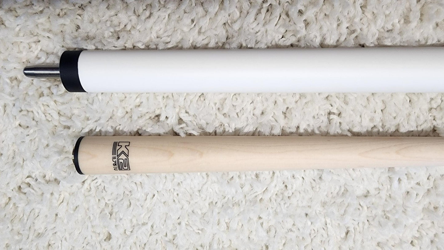 K2 Pool Cue KLCWH White w/ Leather Wrap Play Cue w/ Low Deflection 11.75MM Shaft