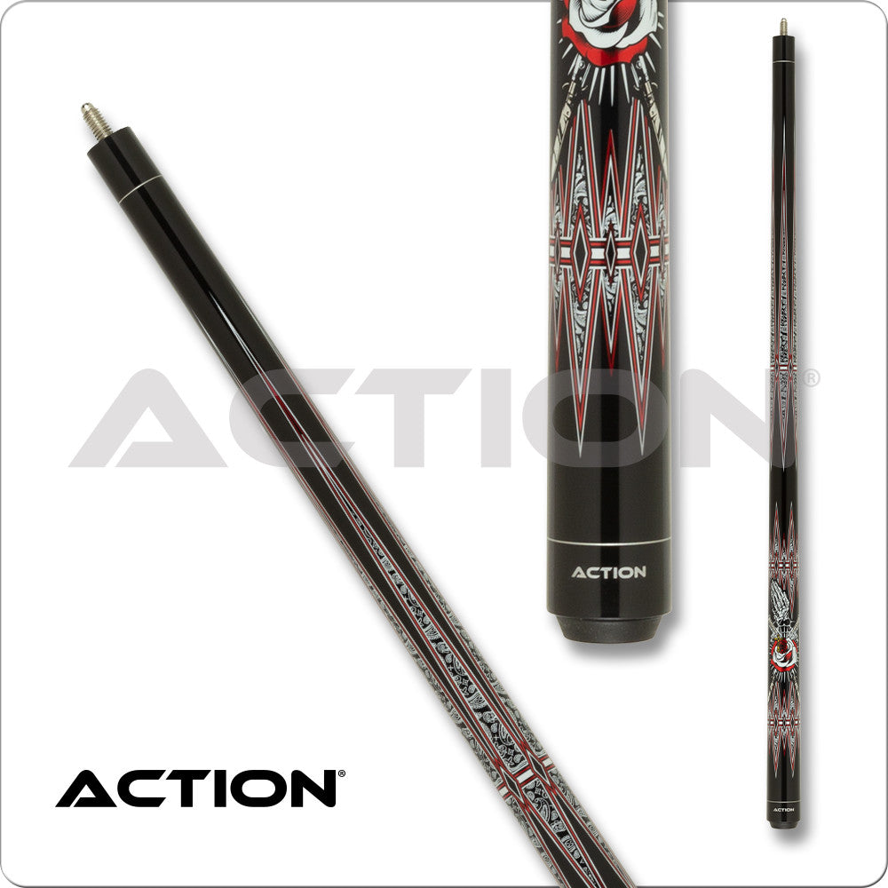 Action ACT163 Garage Pool Cue, 13mm Tip, Maple Shaft, Adjustable Weight