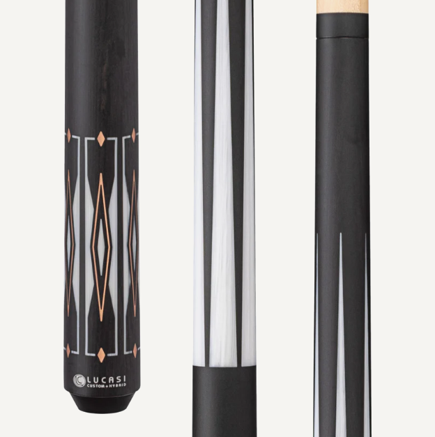 Lucasi Hybrid Matte Charcoal/Imitation Bone & Rose Gold Inlays Cue 11.75mm Shaft