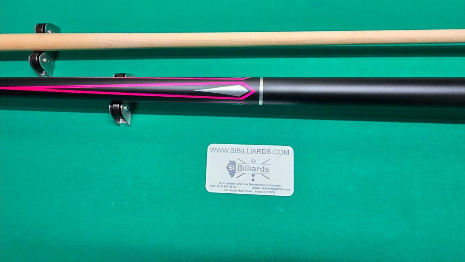 KODA KD47 Pool Cue – Matte Black Pink/Silver Graphics 3/8x10 Maple Shaft 21oz