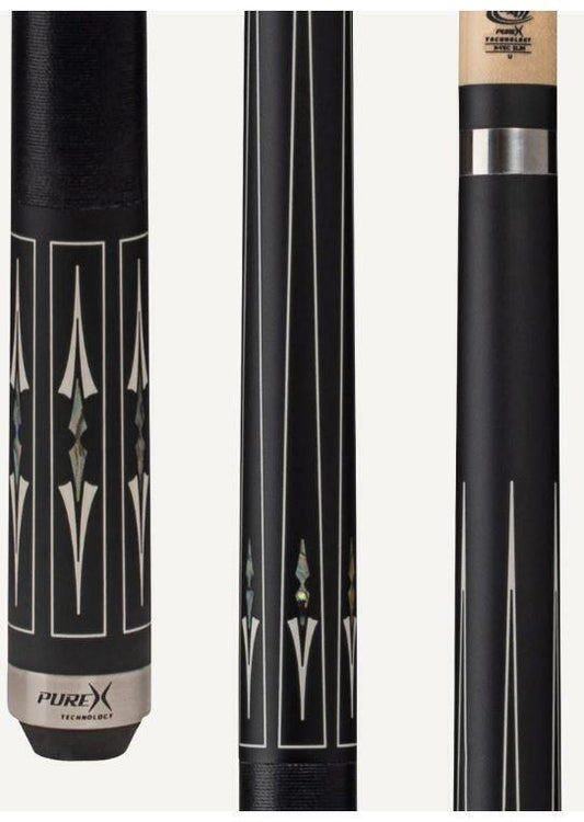 Pure X HXT105 Matte Black & Mother Of Pearl Cue With Black Linen Wrap