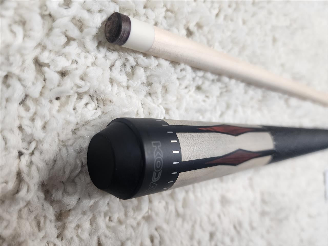 K2 POOL CUE KL193 Matte Gray, Floating Cocobolo/Black Point Design