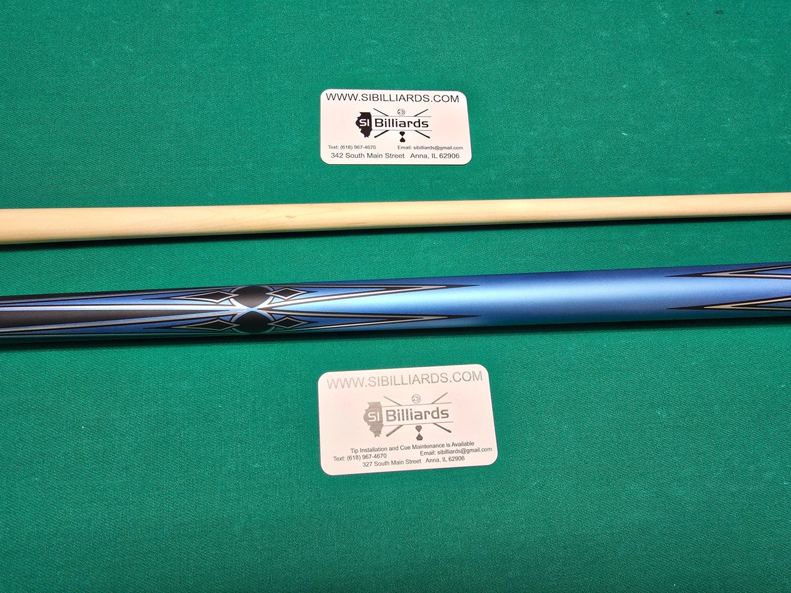 K2 KL160BL Pool Cue Matte Metallic Blue with Silver and Black Graphic 12.5 mm