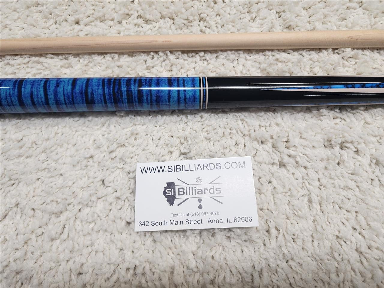 K2 POOL CUE KL141 Gloss Black, Turquois/White Floating Points, Blue Curly