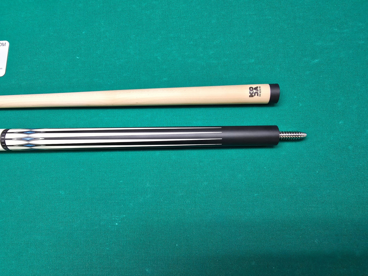 KODA KD55 Pool Cue - Solid Ivory Overlay with Black and Abalone Points - No Wrap