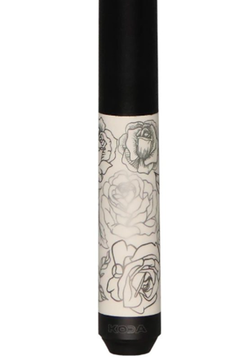 Koda KDV30WH Pool Cue White Rose Graphic | 19oz | 12.5mm Shaft | New