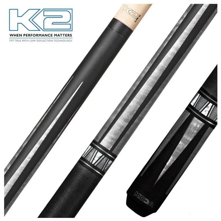 K2 POOL CUE KL171 Matte Black, Purple Curly Point Design, Black Irish Linen