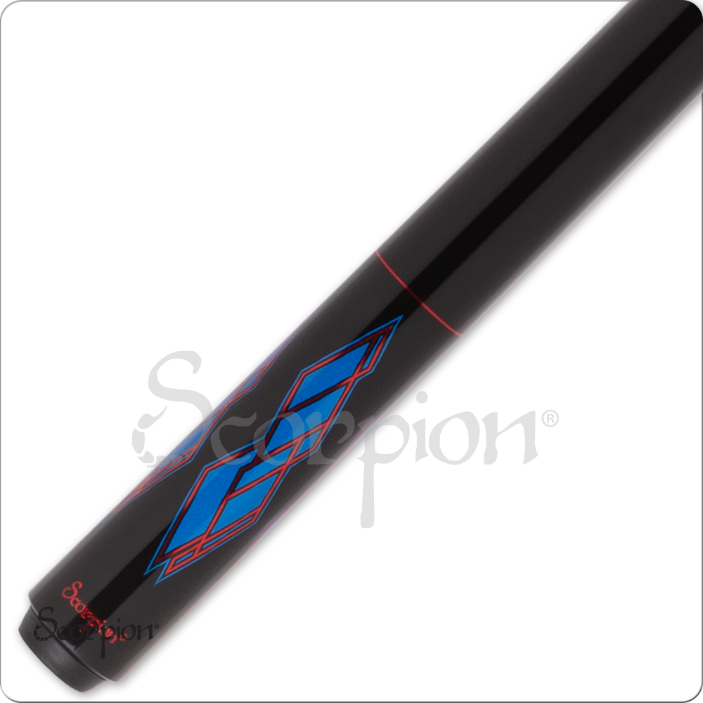 Scorpion SW20 Pool Cue Black with Blue Diamonds 19oz Free Shipping!