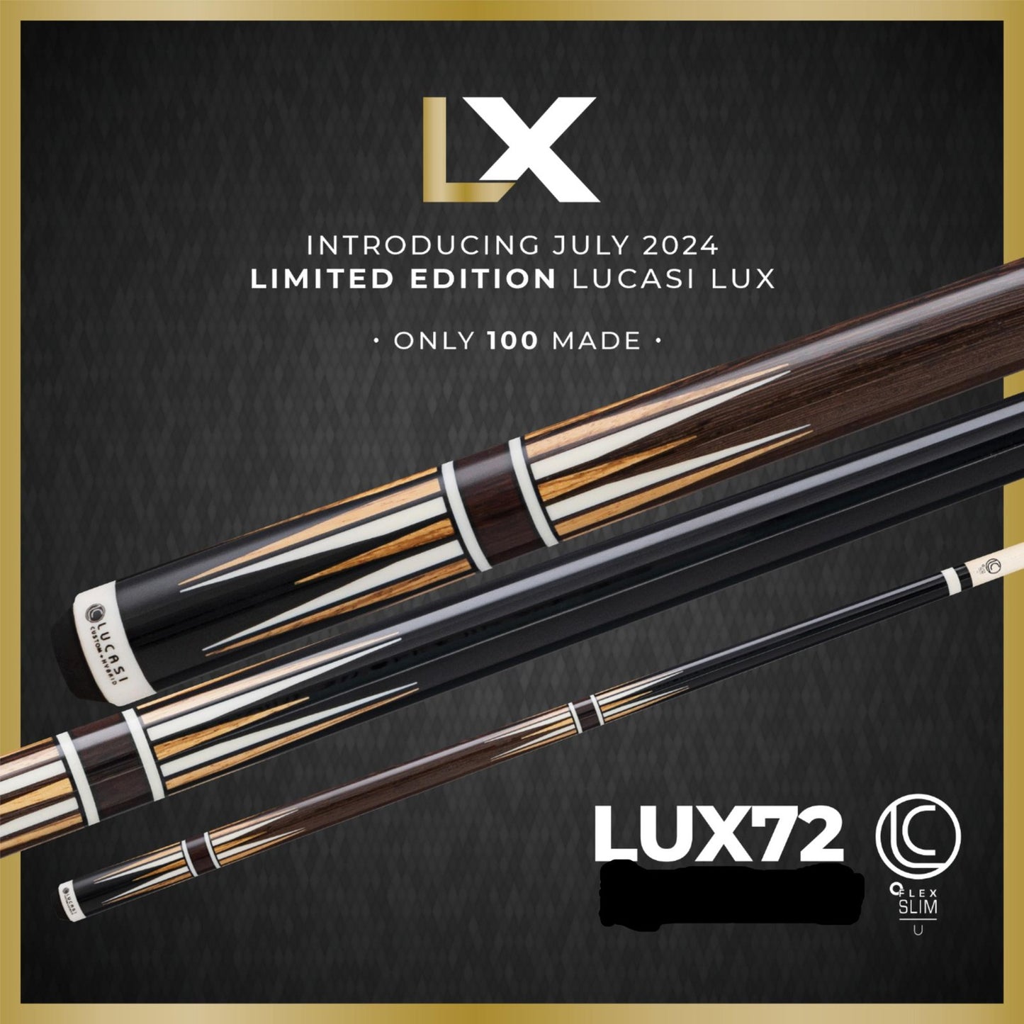 Lucasi LUX 72 Pool Cue 19oz 11.75mm Hybrid SlimShaft