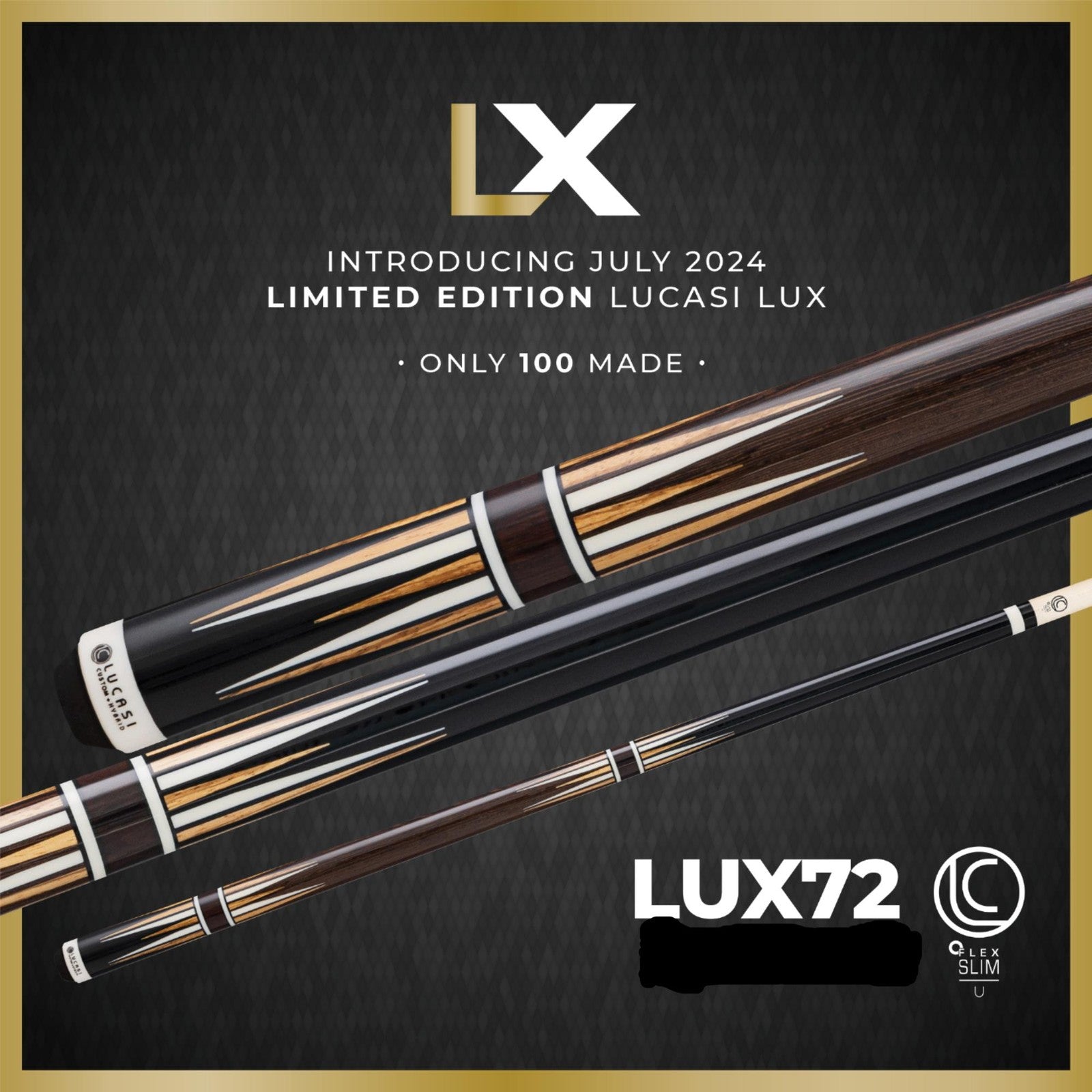 Lucasi LUX 72 Pool Cue 19oz 11.75mm Hybrid SlimShaft