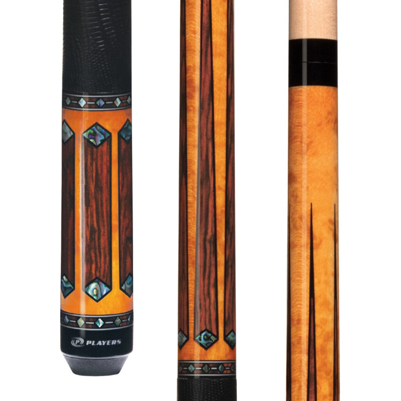 Players G4141 Gold Stain Maple & Cocobolo Cue with Embossed Leather Wrap