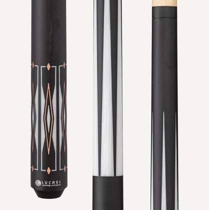 Lucasi Hybrid Matte Charcoal/Imitation Bone &amp; Rose Gold Inlays Cue 11.75mm Shaft