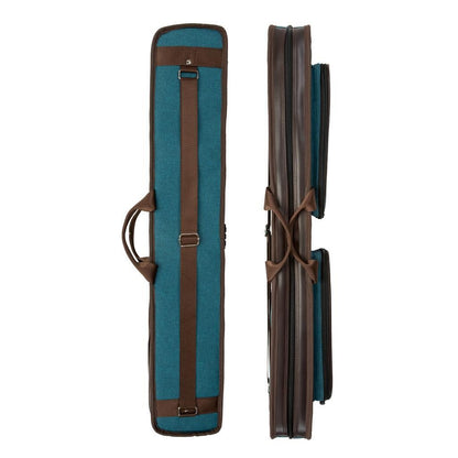 Lucasi DUO 2x4 Soft Pool Cue Case Teal Blue Brown Padded Billiards Bag