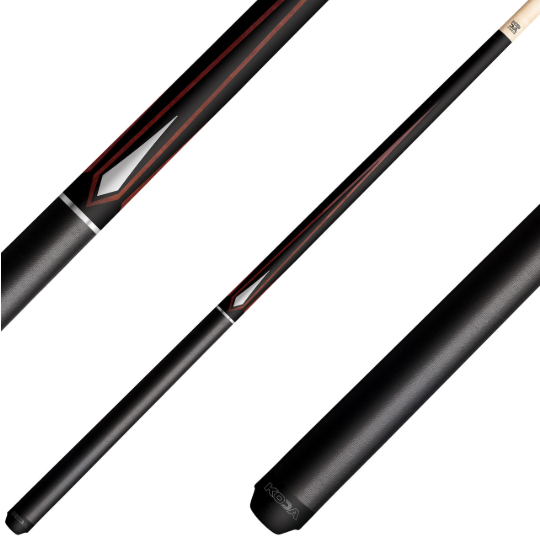 KODA KD47RD Matte Black & Red Pool Cue | 12.5mm Shaft | No‑Wrap | Low Deflection