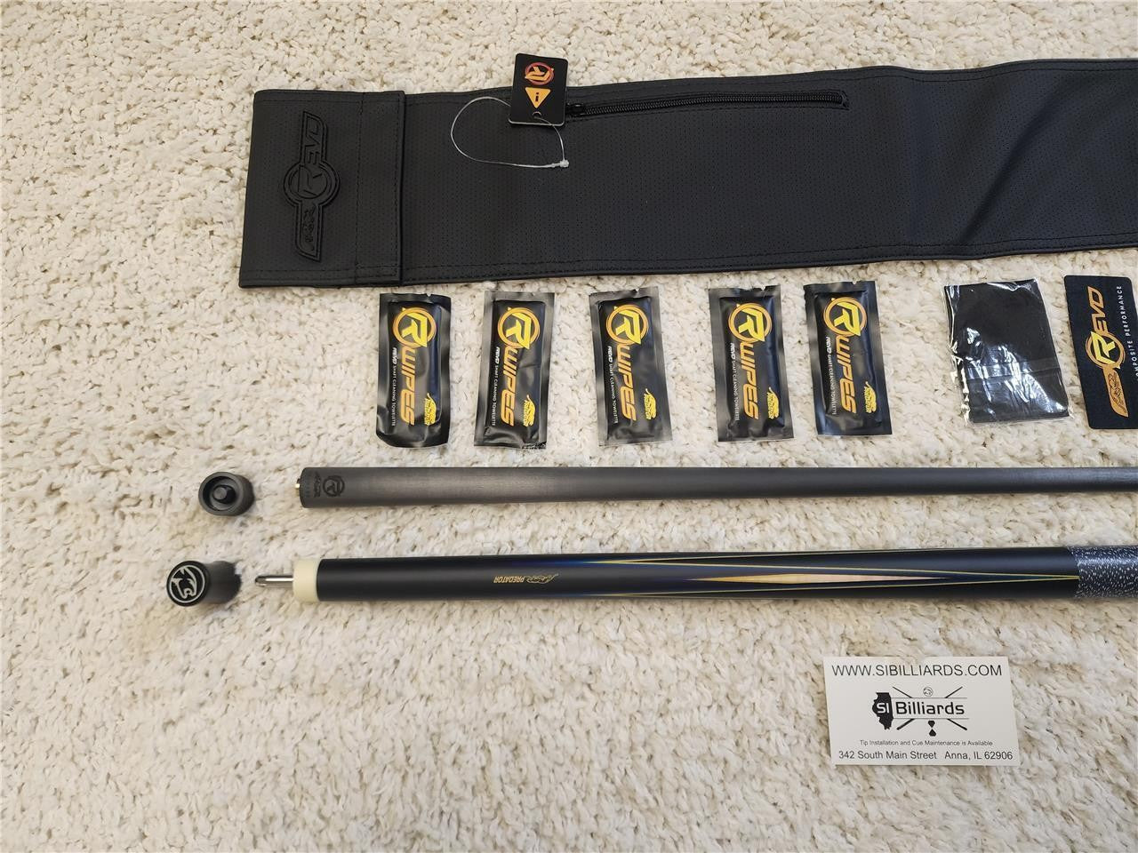 Predator 8 Point Sneaky Pete Black/Blue Points with Wrap Pool Cue w/ Revo 12.4 W