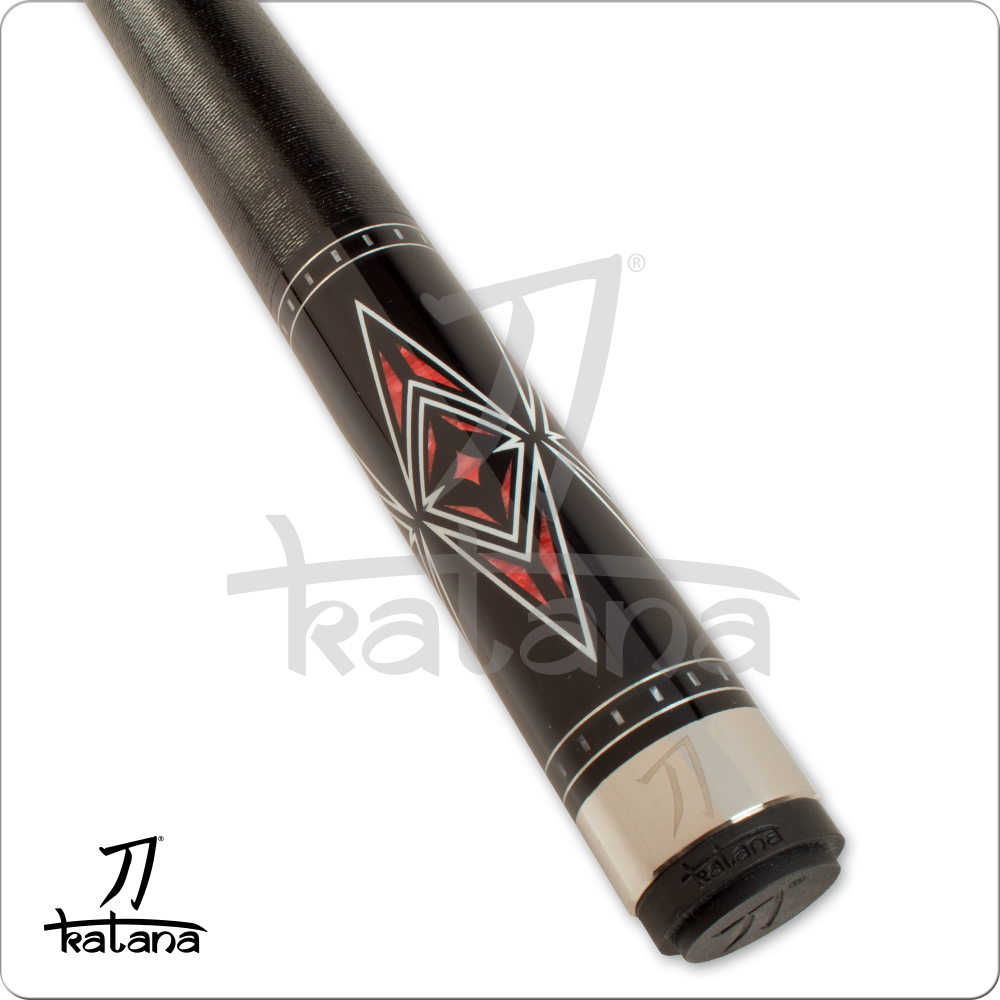 Katana KAT14 Black w/ Red Pearl Cue Pool Cue w/ Joint Protectors & FREE Shipping