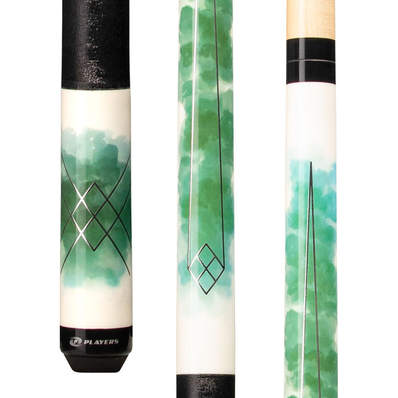 Players C-989 Green Watercolor Cue with Black Linen Wrap! Free Shipping!!