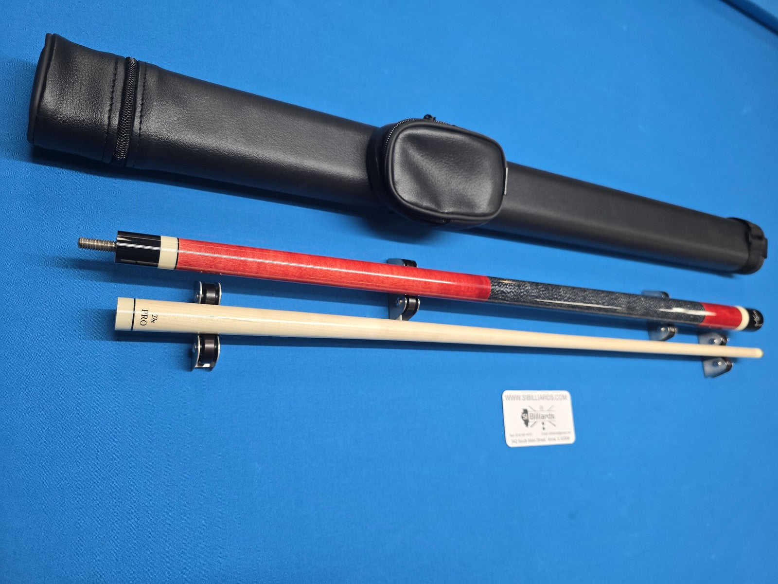 Meucci European Pool Cue Red 12.5mm Pro Shaft with Free 1X1 Hard Case