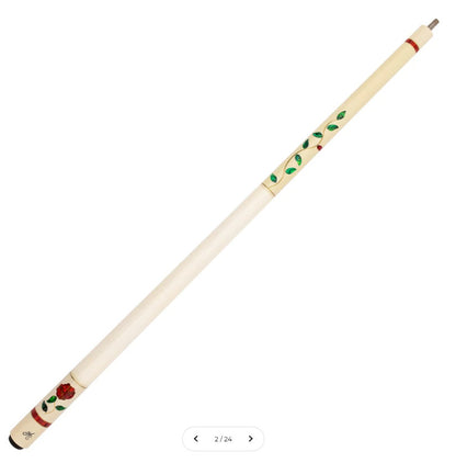 Meucci BMC Glass Rose White with Red! 12.5mm The Pro Shaft! Free 1X1 Hard Case!