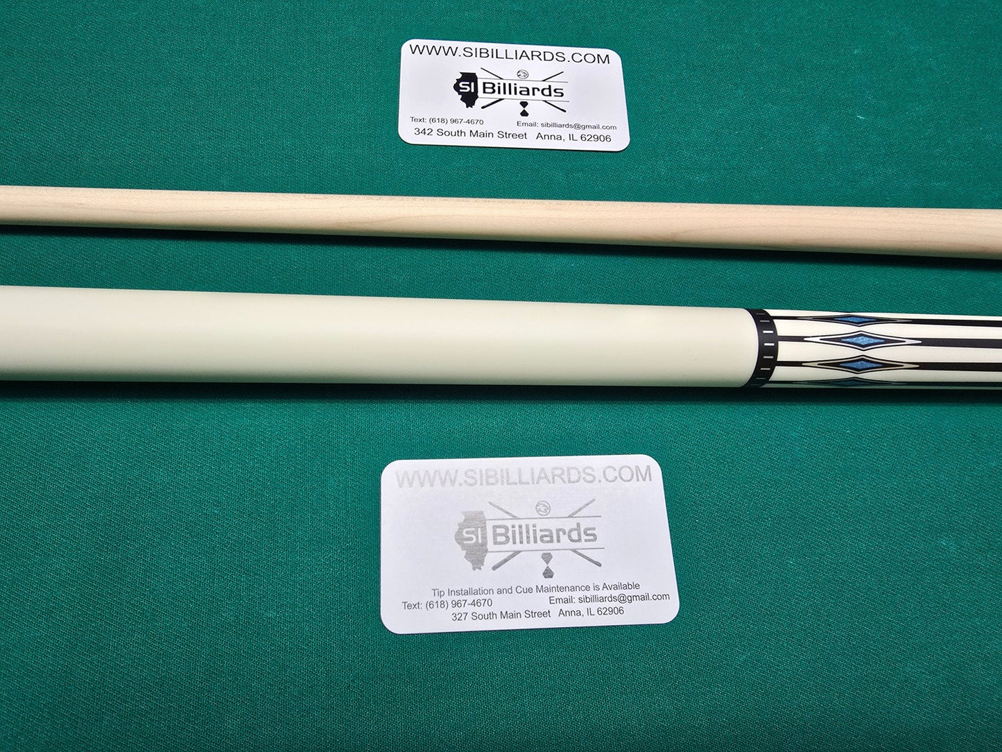 KODA KD55 Pool Cue - Solid Ivory Overlay with Black and Abalone Points - No Wrap