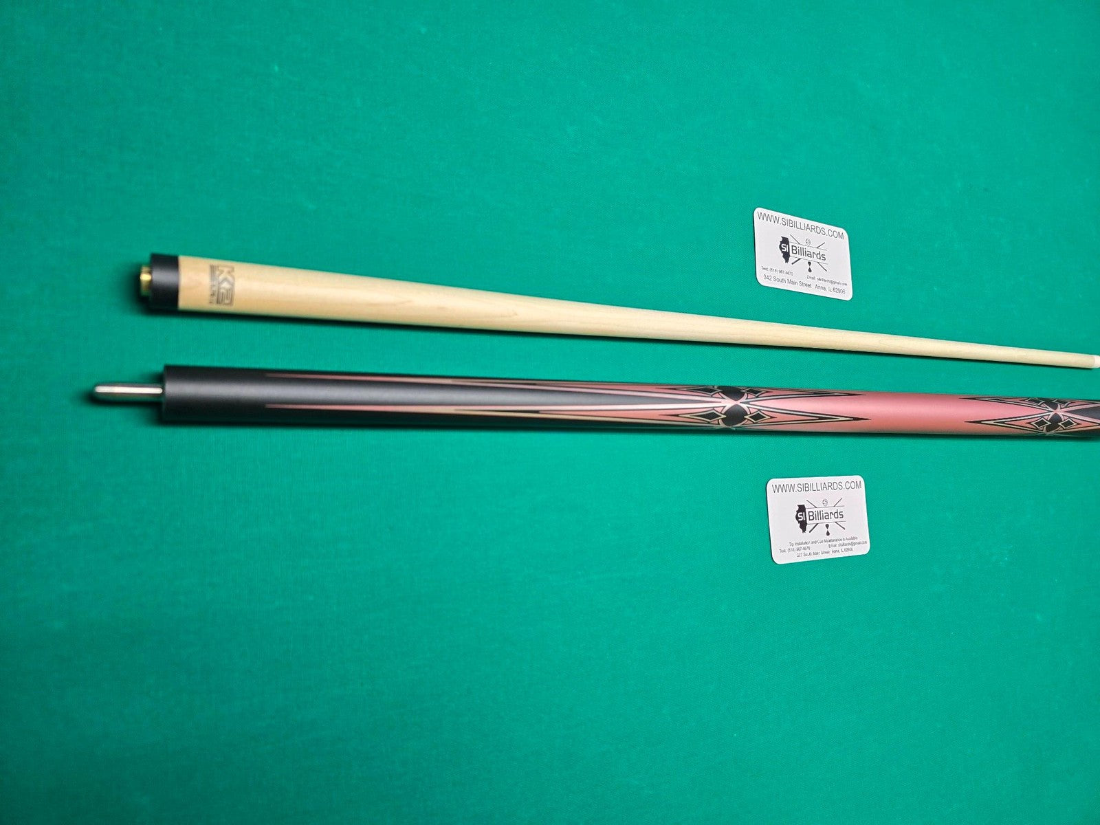 K2 KL160PK No Wrap Pool Cue - Matte Metallic Pink with Black and Silver Graphic