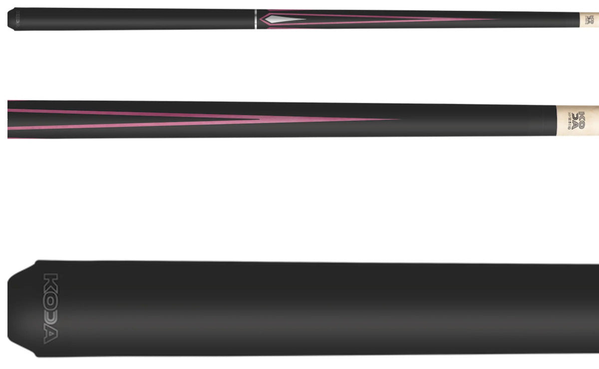 KODA KD47PK Matte Black & Pink Pool Cue | 12.5mm Shaft | No‑Wrap |Low Deflection
