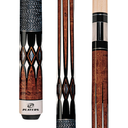 Players G2252 Antique Maple Curly & Black Cue with Black/White Linen Wrap