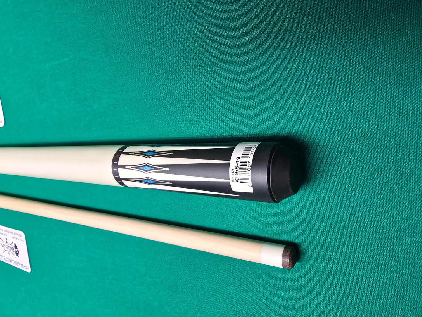 KODA KD55 Pool Cue - Solid Ivory Overlay with Black and Abalone Points - No Wrap