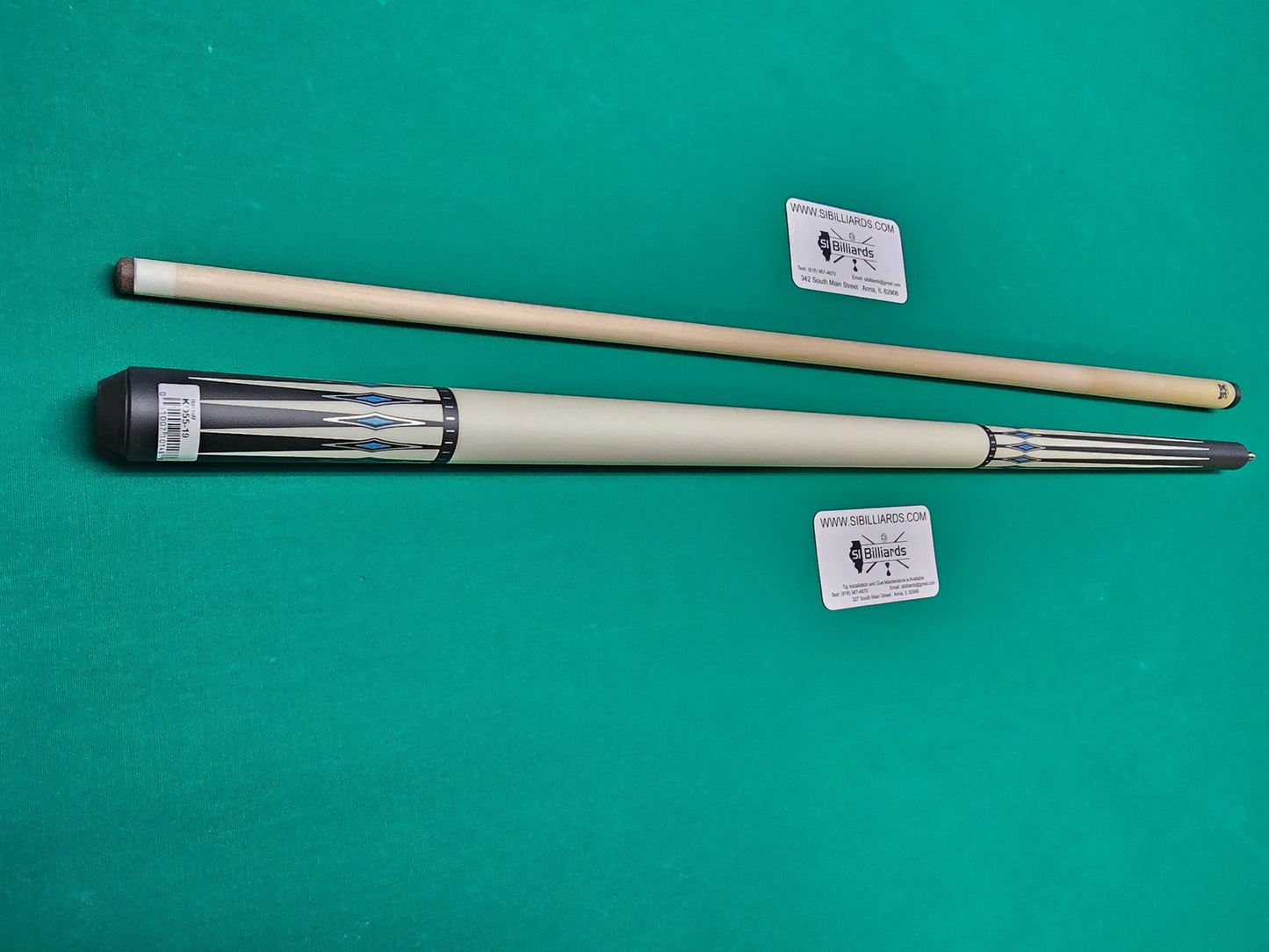 KODA KD55 Pool Cue - Solid Ivory Overlay with Black and Abalone Points - No Wrap