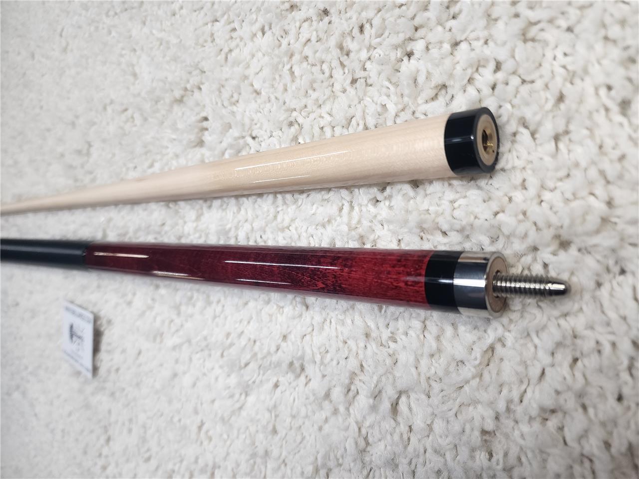 KODA POOL CUE KD31 Red Stained Real Curly Maple Forearm, Irish Linen & Maple Sha