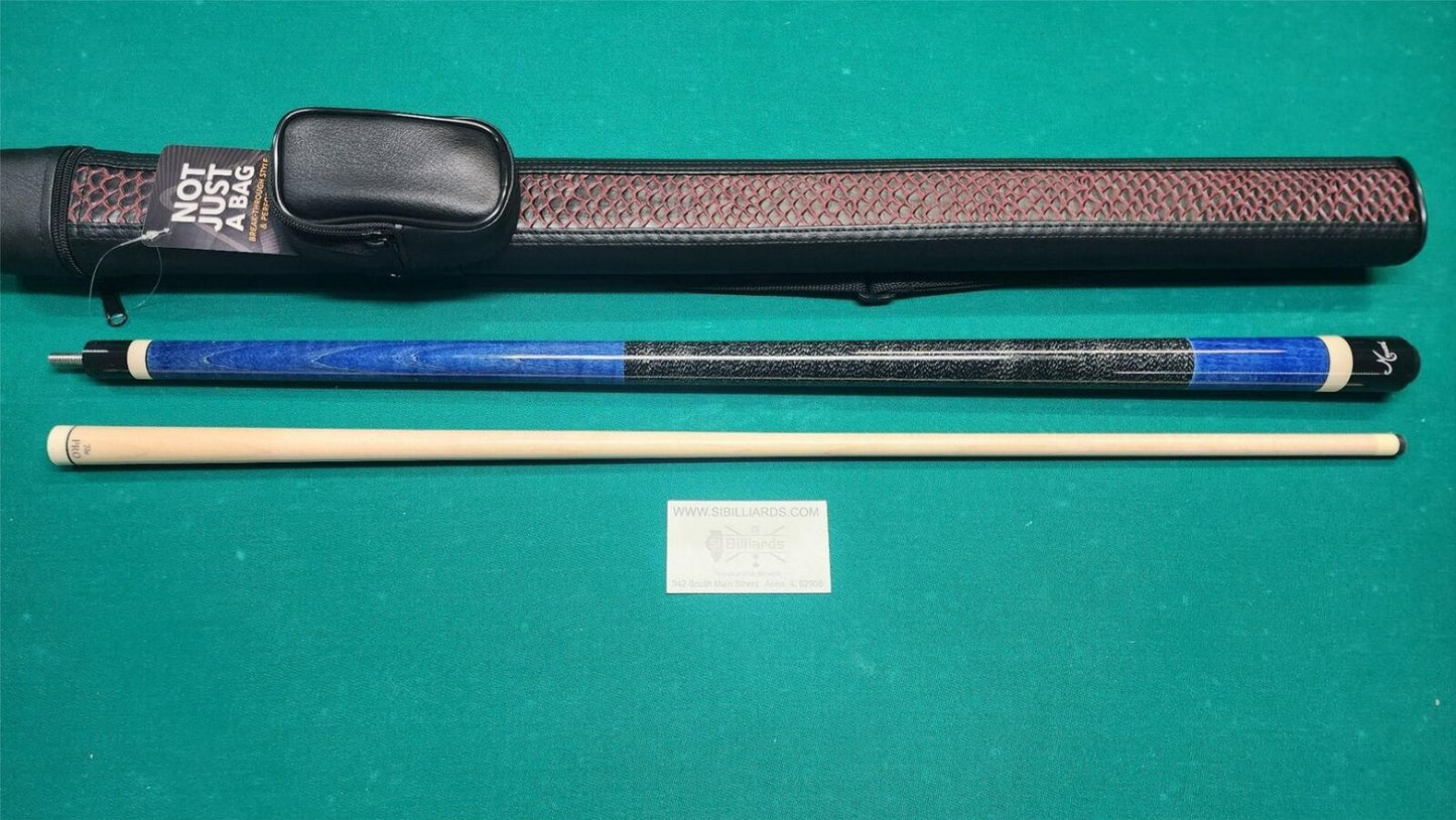 Meucci European Blue Pool Cue 19oz w/ 12.5mm Pro Shaft! Free Hard Case!