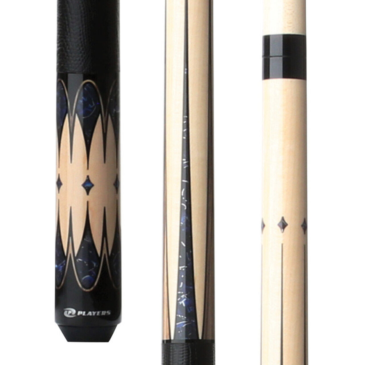 Players Natural Maple & Blue Stone Cue with Black Linen Wrap! Free Shipping!