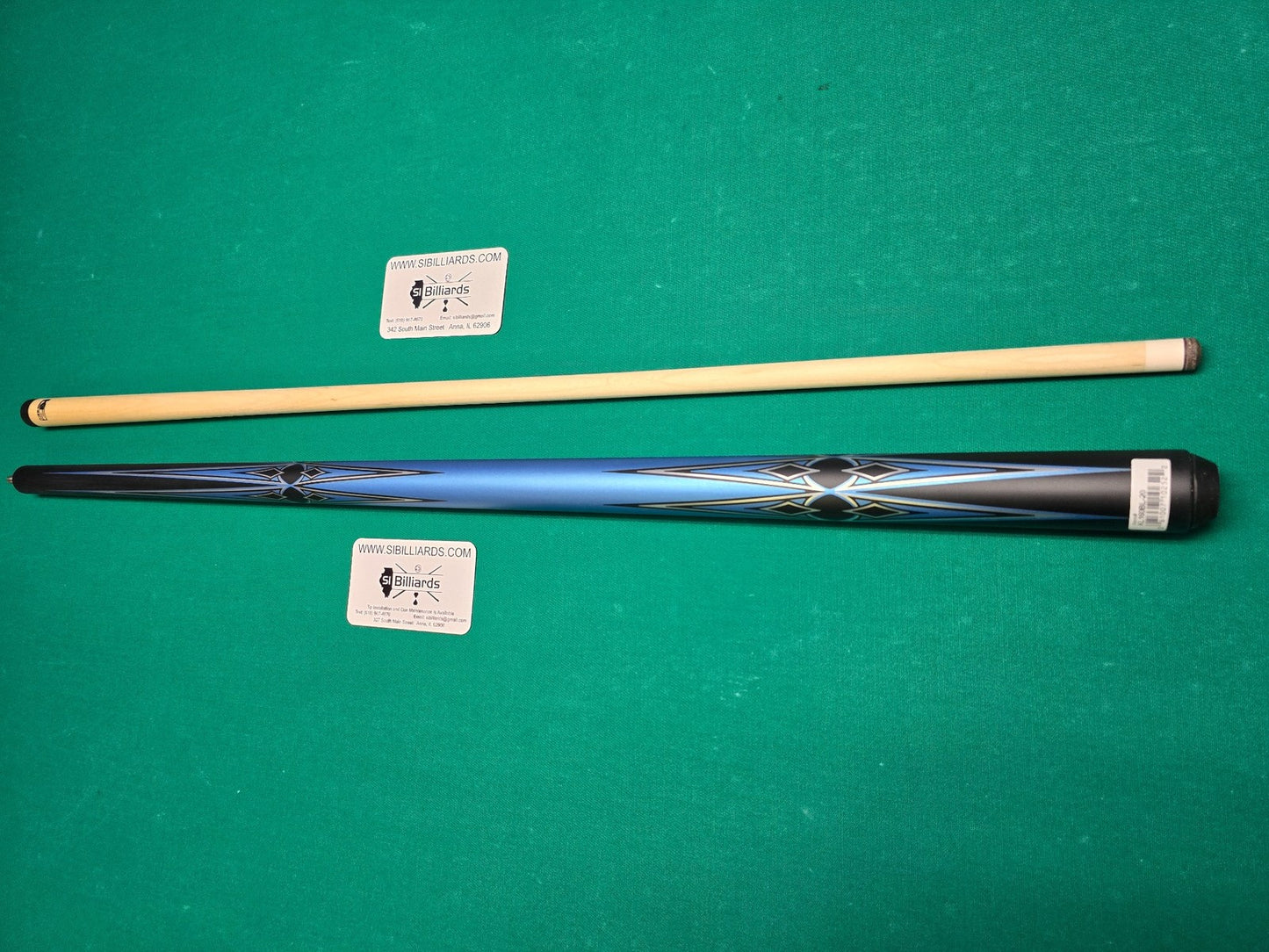 K2 KL160BL Pool Cue Matte Metallic Blue with Silver and Black Graphic 12.5 mm