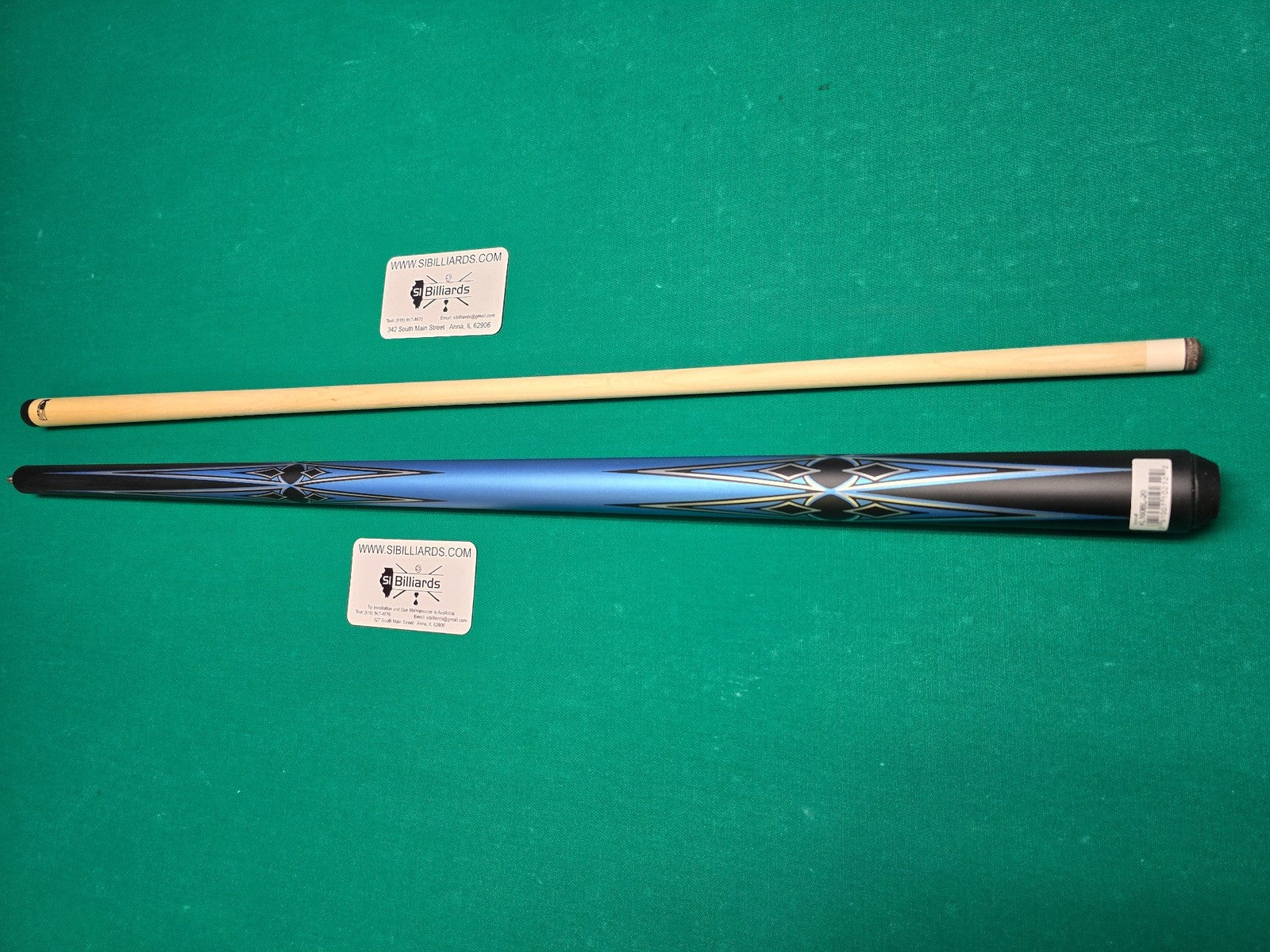 K2 KL160BL Pool Cue Matte Metallic Blue with Silver and Black Graphic 12.5 mm