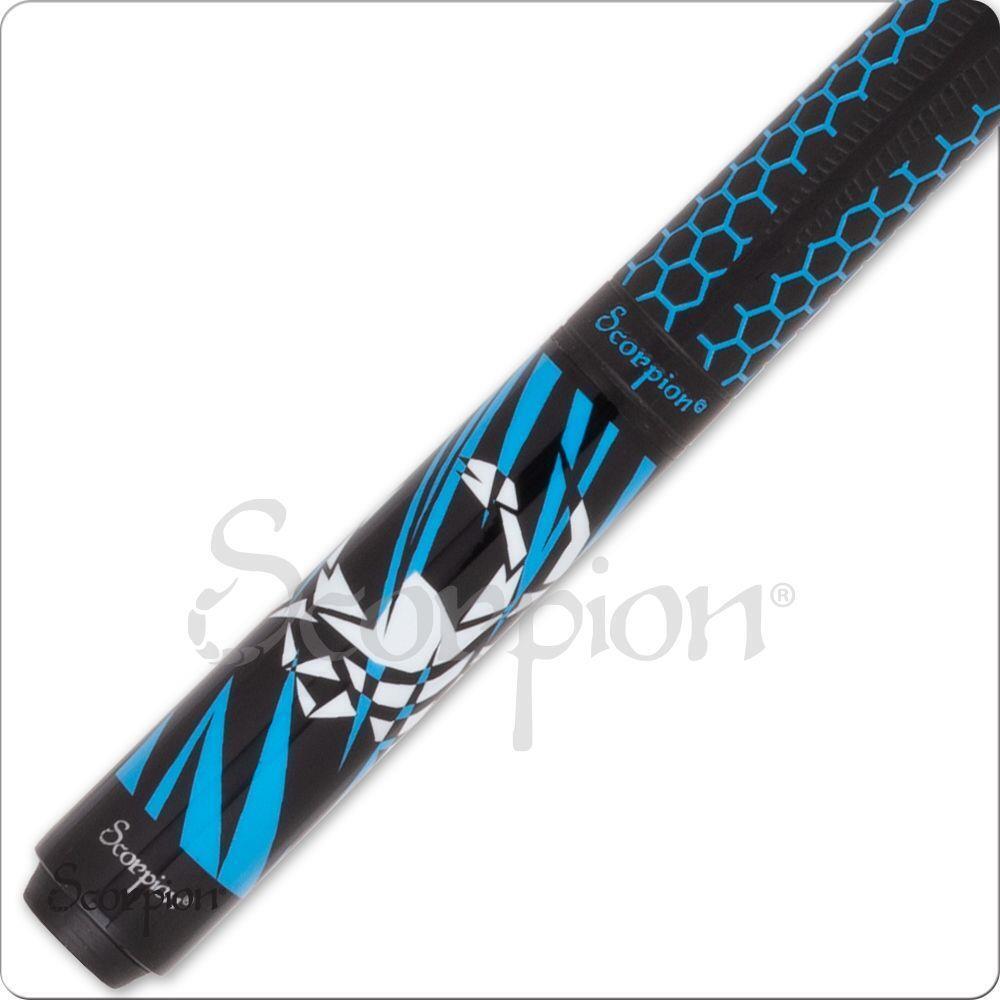 Scorpion SW30 Pool Cue Black with Sky Blue Slanted Points 19oz Free Shipping!