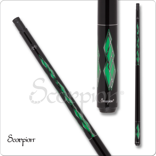 Scorpion SW21 Pool Cue Black with Metallic Green 19oz Free Shipping!