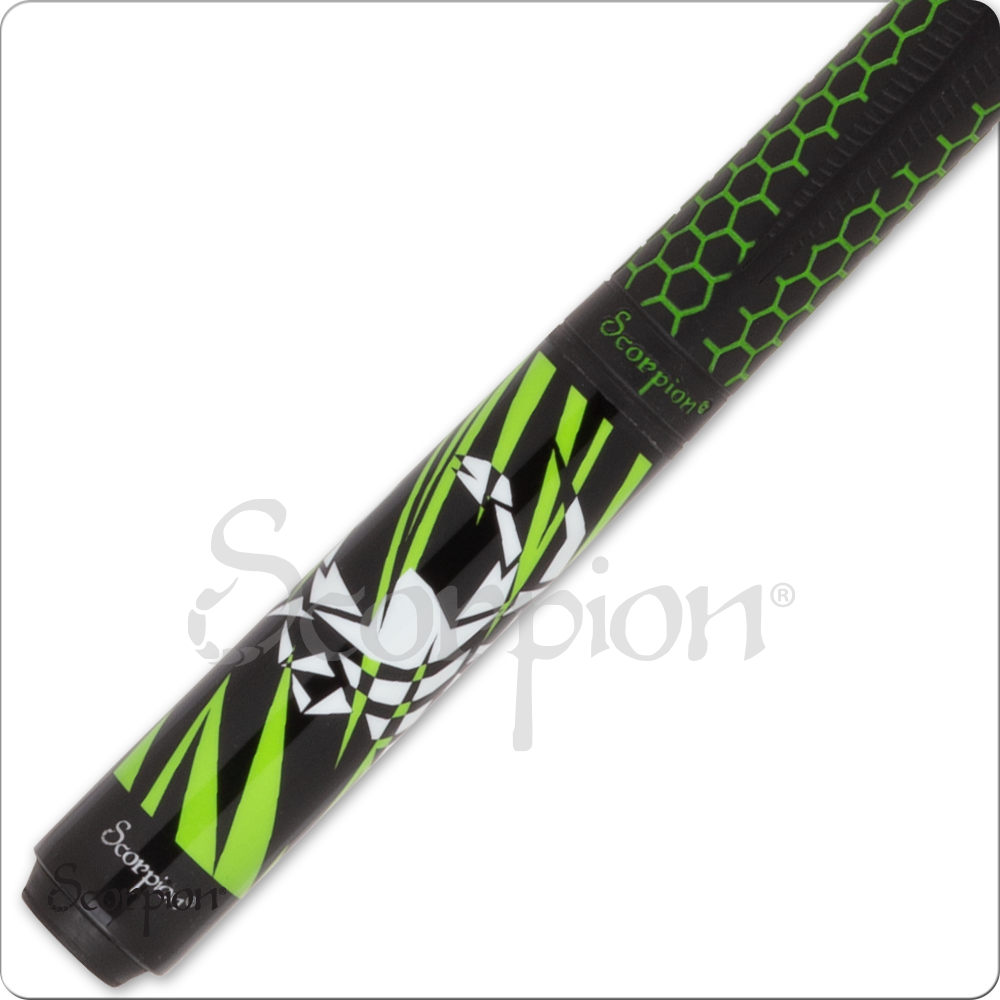 Scorpion SW33 Pool Cue Black with Green Slanted Points 19oz Free Shipping!