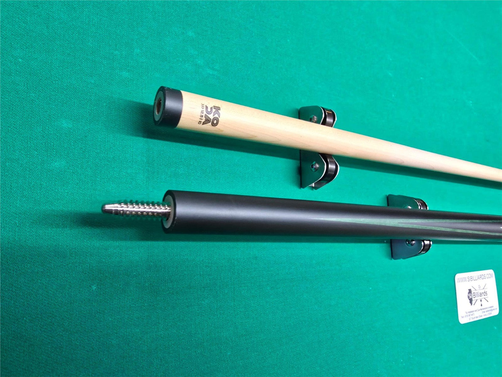 KODA KD47GN Pool Cue – Matte Black Green/Silver Graphics 3/8x10 Maple Shaft 20oz