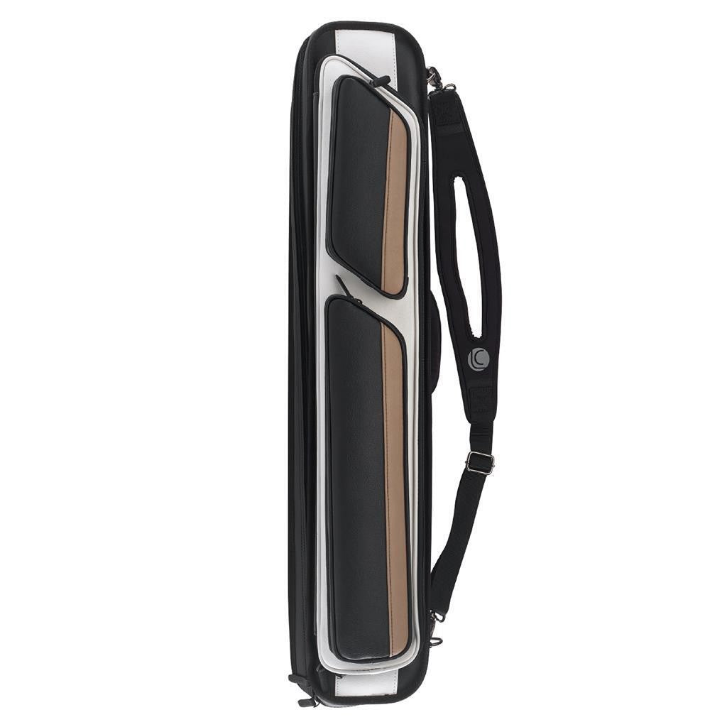 Lucasi LC1048W Soft Cue Case, Holds 4 Butts &amp; 8 Shafts, Black White Tan
