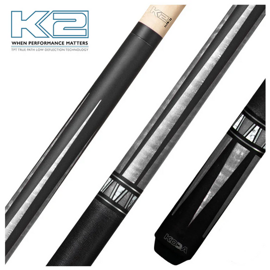 KODA K2 POOL CUE KL171 Matte Black, Purple Curly Point Design, Black Irish Linen