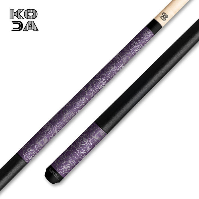 Koda Sports KDV30PL Pool Cue | Purple Rose Graphic | 19oz | 12.5mm Shaft | New