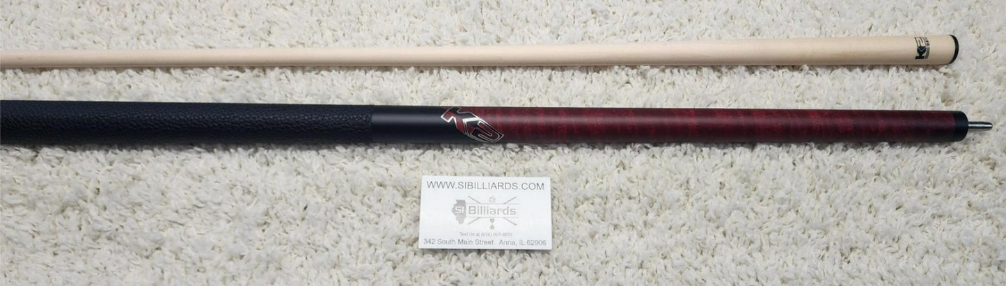 K2 Pool Cue KLCRD Red w/ Leather Wrap Play Cue w/ Low Deflection 12.5MM Shaft