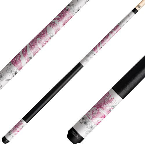 KODA KDV15WPK Pink Dragon Pool Cue | Matte White | 12.5mm Maple | 5/16×18 Joint
