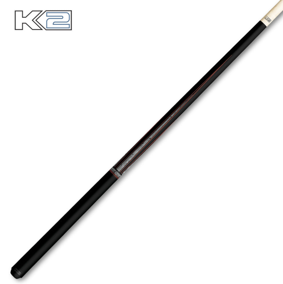 K2 KLLE2N Pool Cue – Matte Gray Maple w/ Red Points, Leather Wrap, 12.5mm LD S