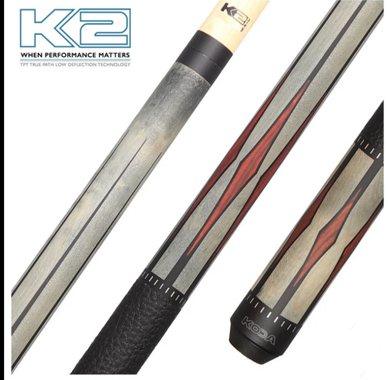 KODA K2 POOL CUE KL193 Matte Gray, Floating Cocobolo/Black Point Design