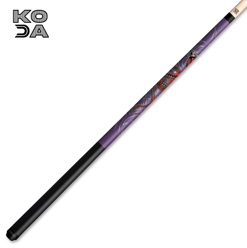 KODA Sports KDV40PL Purple Snake Pool Cue – 12.5mm LD Shaft - Free Case & Bowtie
