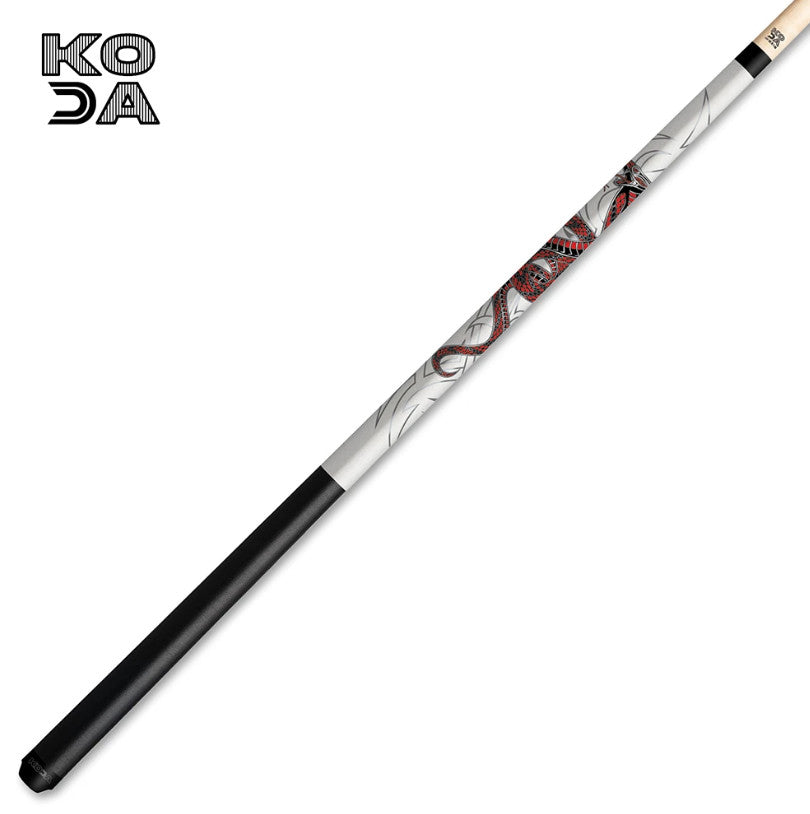 Koda KDV40WH White Snake Graphic Pool Cue, 12.5mm Solid Maple Shaft